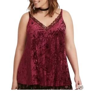 Torrid Crushed Velvet Lace Detail Tank Size 3 (3X)